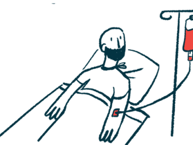 A person in a hospital bed receives an infusion.