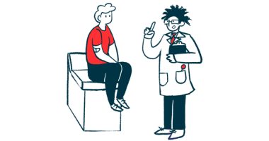 A doctor talks to a patient who is sitting on an examination table.