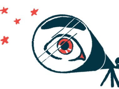 An illustration of an eye in a telescope lens