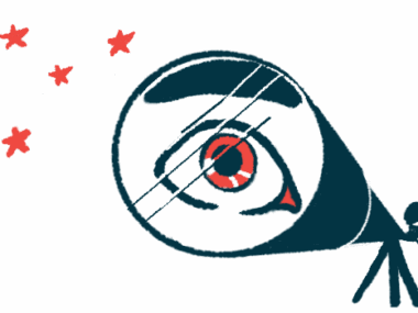 A human eye is captured in the lens of a giant telescope as a person looks at the stars.