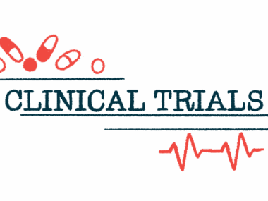The words 'clinical trials' are seen in all capital letters, with a handful of pills at the upper left-hand corner and a heart rate graph at the bottom-right corner.