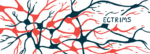ECTRIMS is written out with a background of blood vessels.