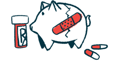 Illustration of prescription bottle next to a bandaged broken piggybank.