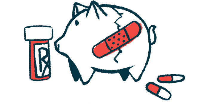 Illustration of prescription bottle next to a bandaged broken piggybank.