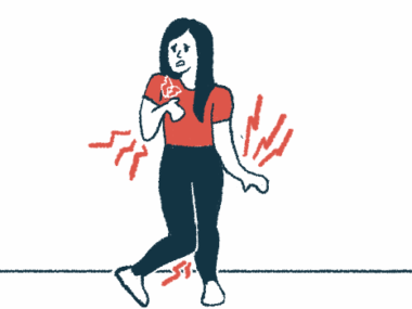 A person is seen experiencing spasms in several different muscles.