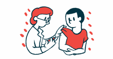 A doctor gives a patient an injection.