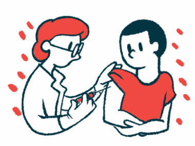 A doctor gives a patient an injection.