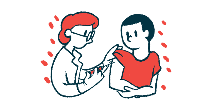 A doctor gives a patient an injection.